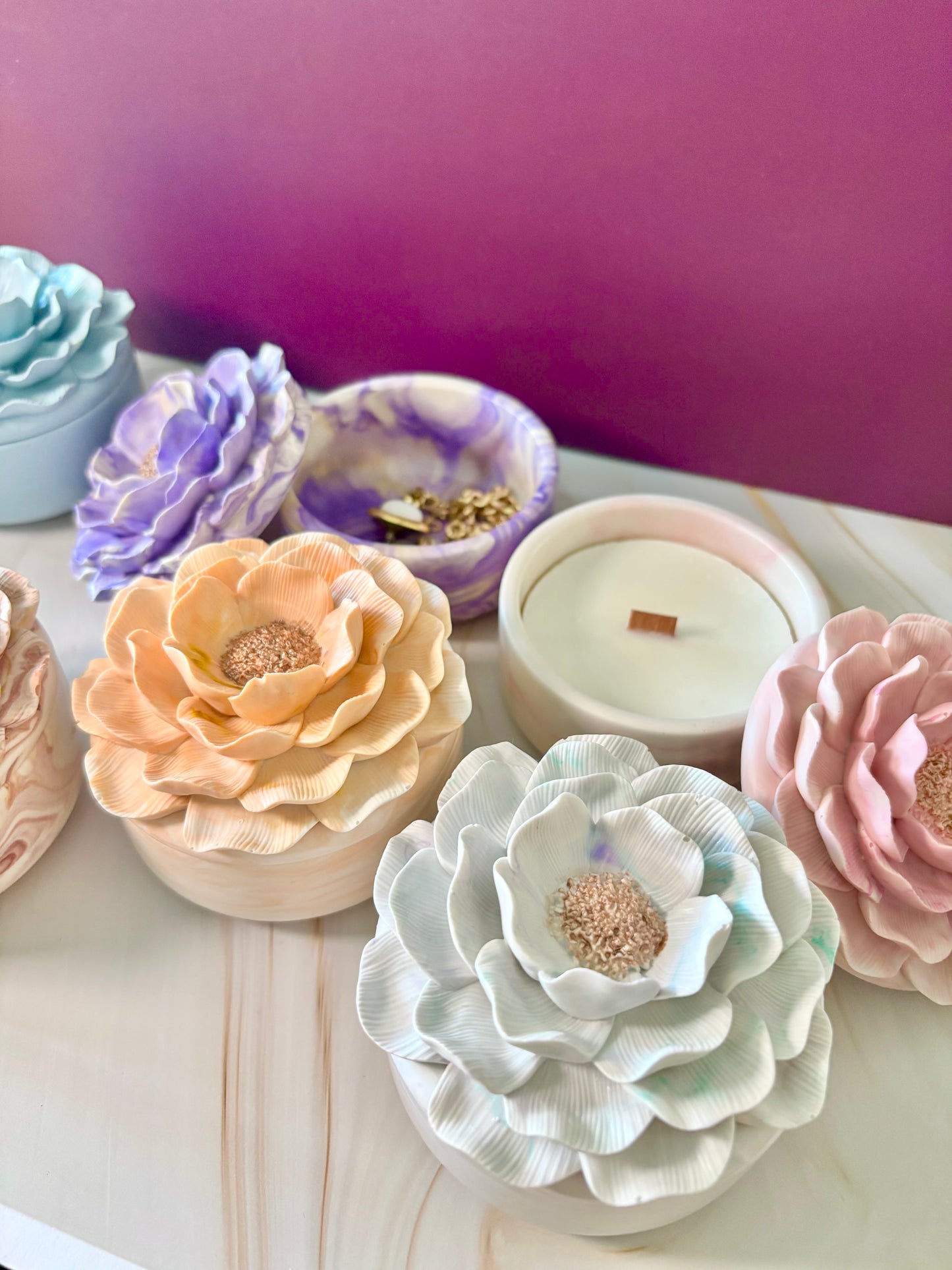 Camelia arancione – Candela o vasetto Porta Gioie