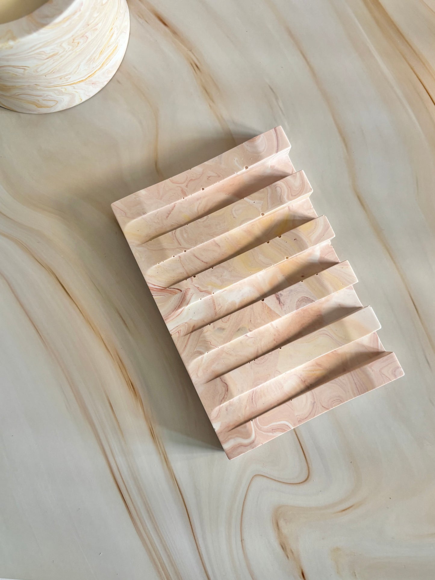 Porta Sapone Moderno Geometrico - Marble Rose Sand