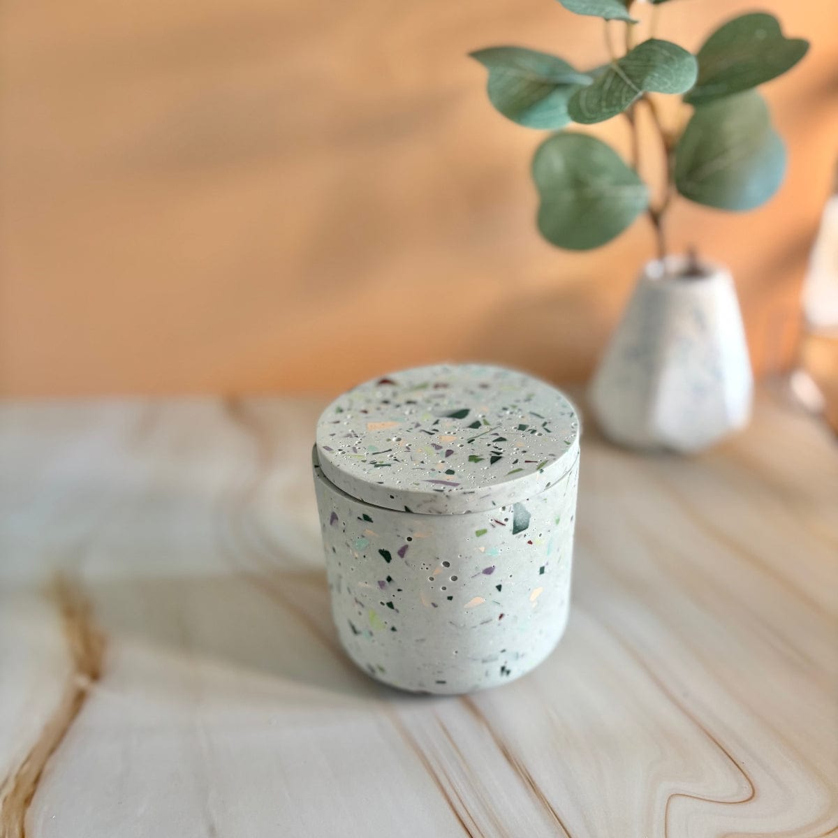 Kookie.it candela Candela artigianale con coperchio - Terrazzo Cozy - Apricot Cream