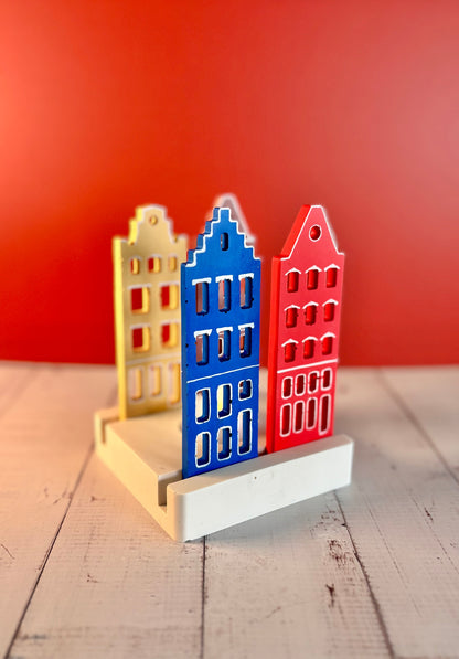 Casette olandesi Multicolore in eco resina con base porta-lumino quadrata