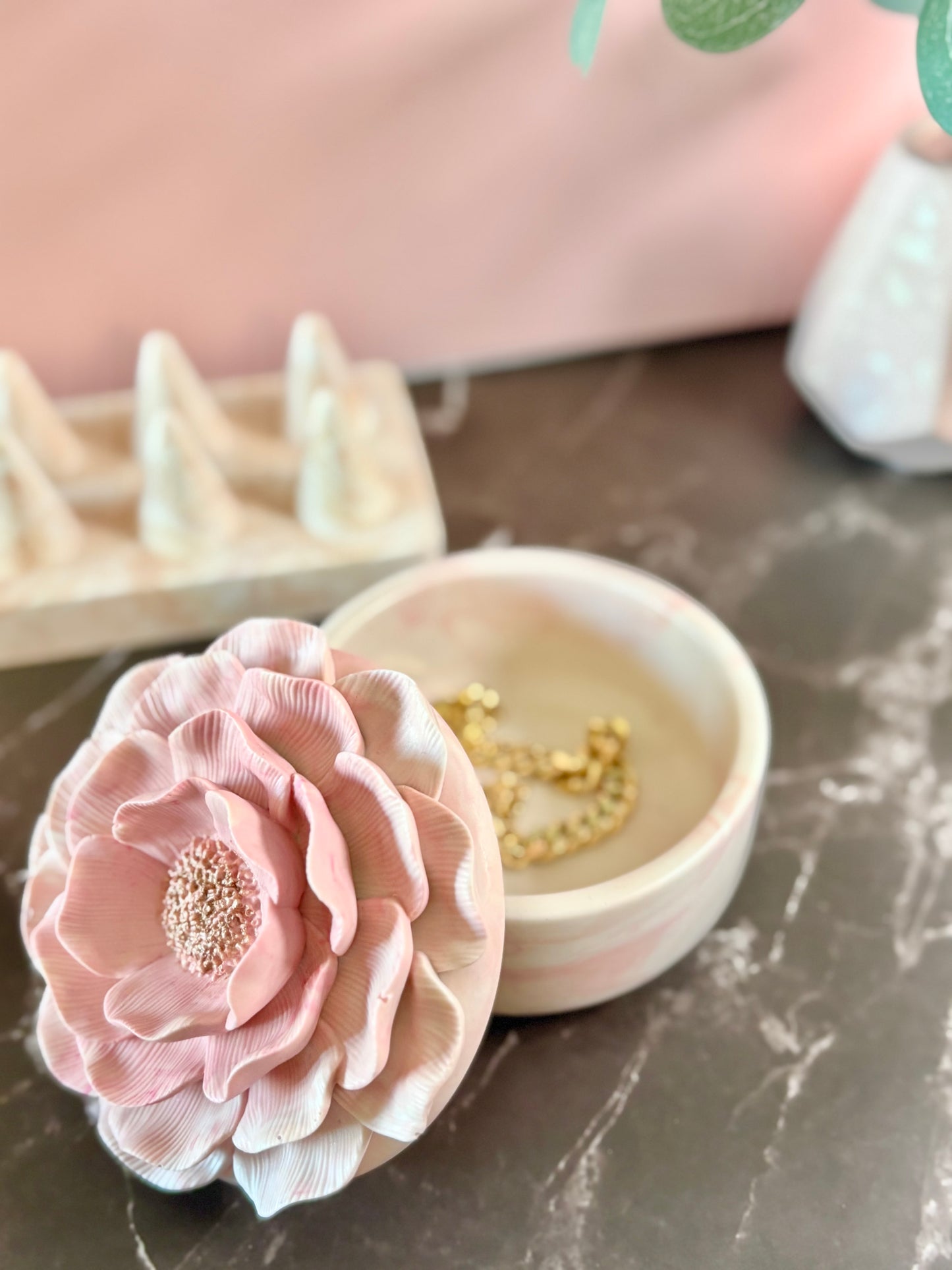 Camelia rosa – Candela o vasetto Porta Gioie