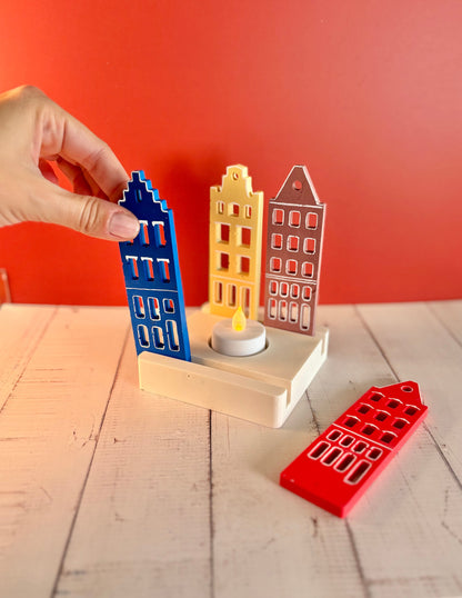 Casette olandesi Multicolore in eco resina con base porta-lumino quadrata