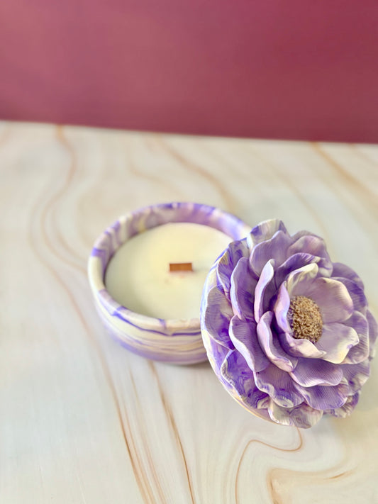Camelia viola – Candela o vasetto Porta Gioie