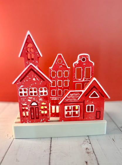 Casette olandesi Rosse in eco resina con base porta-lumino rettangolare - Kookie.it