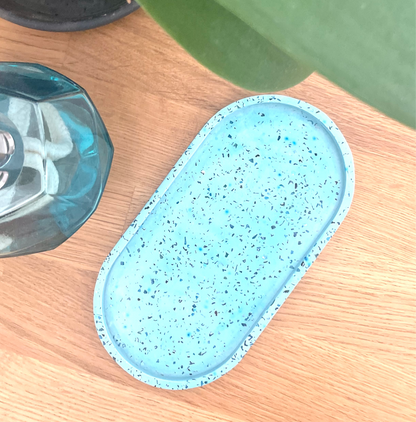 Svuotatasche/portasapone Ovale - Terrazzo Vetro - Ocean Blue Default Title - Kookie.it