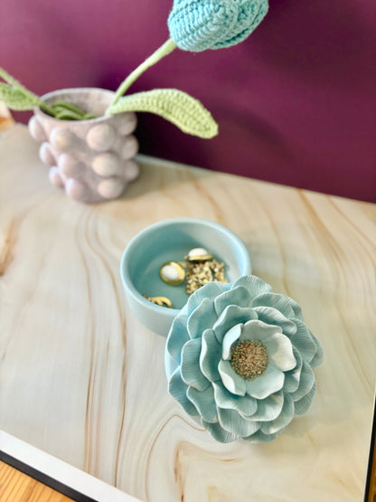 Camelia azzurra – Candela o vasetto Porta Gioie