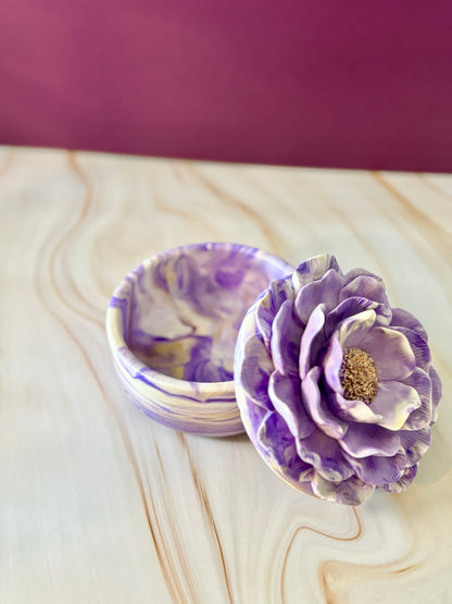 Camelia viola – Candela o vasetto Porta Gioie