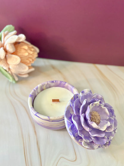 Camelia viola – Candela o vasetto Porta Gioie