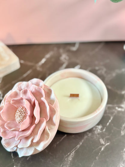 Camelia rosa – Candela o vasetto Porta Gioie