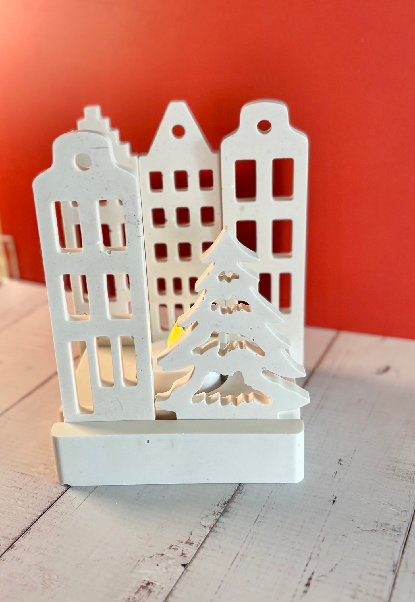 Casette olandesi Bianche in eco resina con base porta-lumino quadrata - Kookie.it