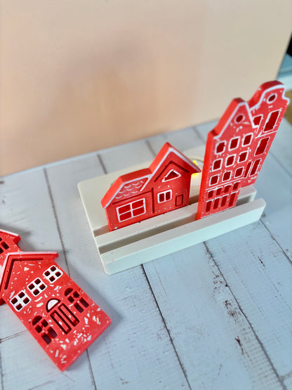 Casette olandesi Rosse in eco resina con base porta-lumino rettangolare - Kookie.it