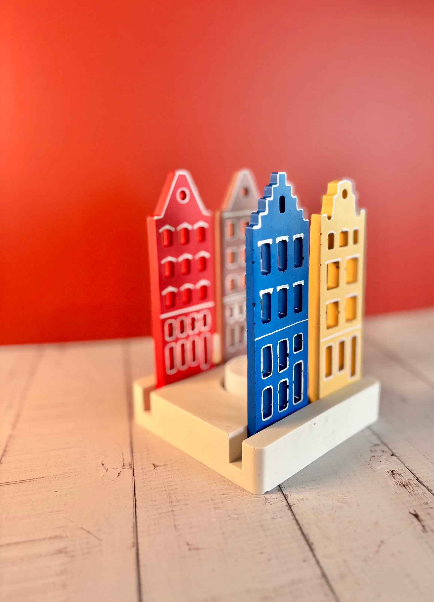 Casette olandesi Multicolore in eco resina con base porta-lumino quadrata