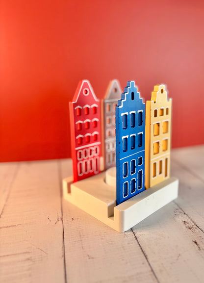 Casette olandesi Multicolore in eco resina con base porta-lumino quadrata