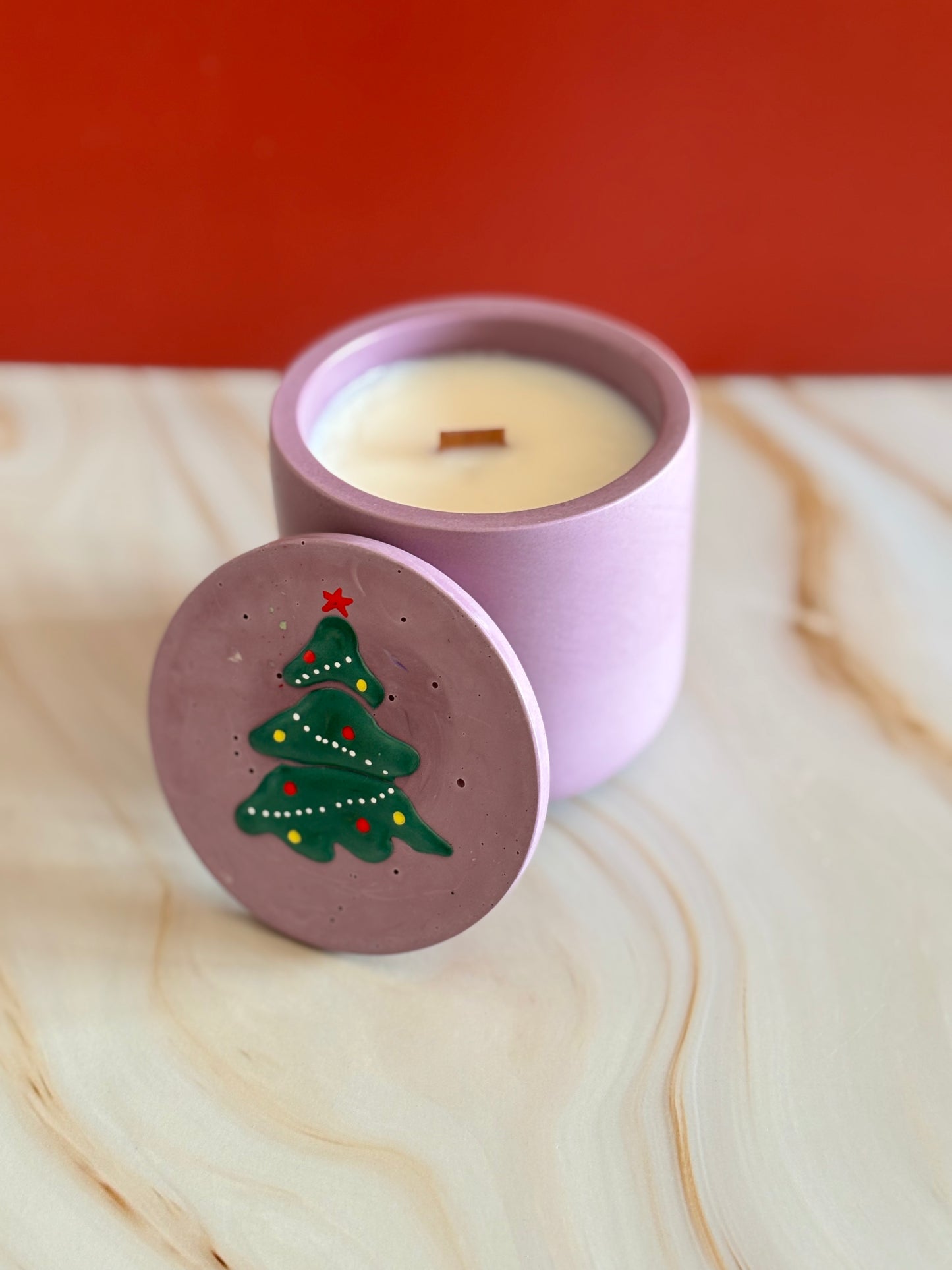 Candela Albero di Natale artigianale con coperchio