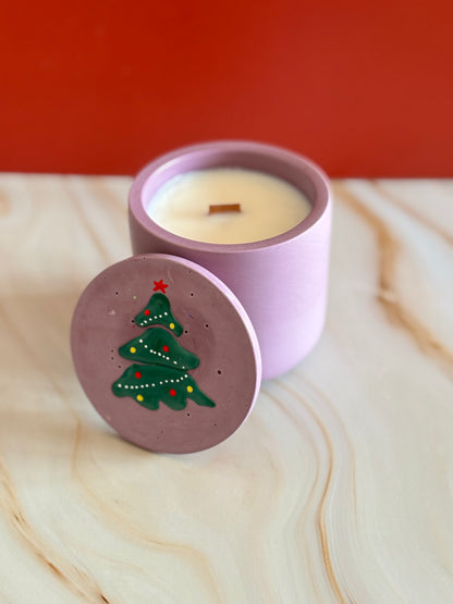 Candela Albero di Natale artigianale con coperchio