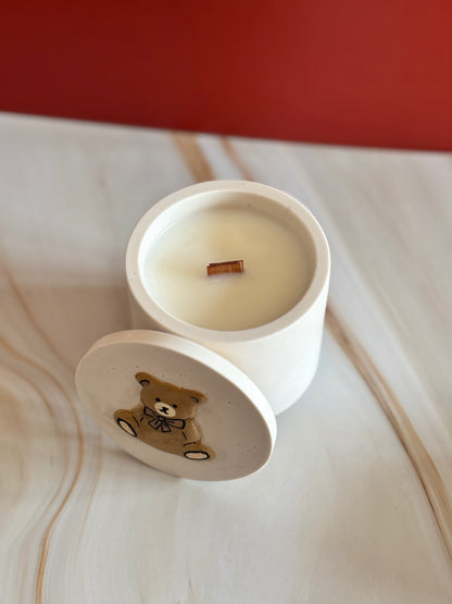 Candela Teddy artigianale con coperchio