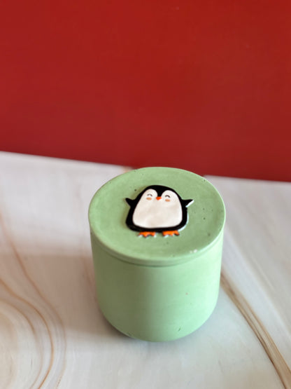 Candela Pinguino artigianale con coperchio