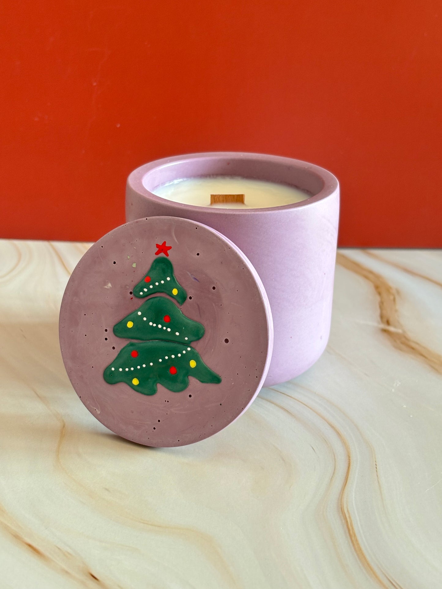 Candela Albero di Natale artigianale con coperchio