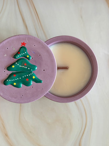 Candela Albero di Natale artigianale con coperchio