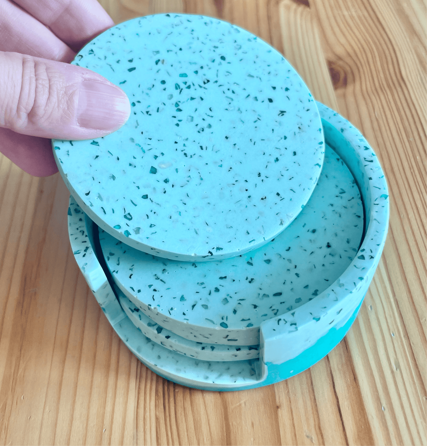 Kookie.it Arredamento Set di sottobicchieri - Menta Glass Terrazzo