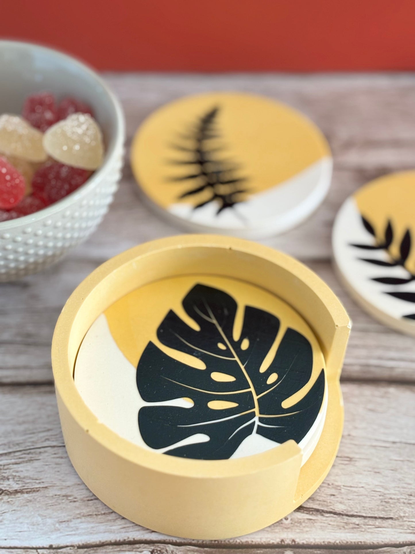 Kookie.it Arredo Giallo Set di sottobicchieri Forest
