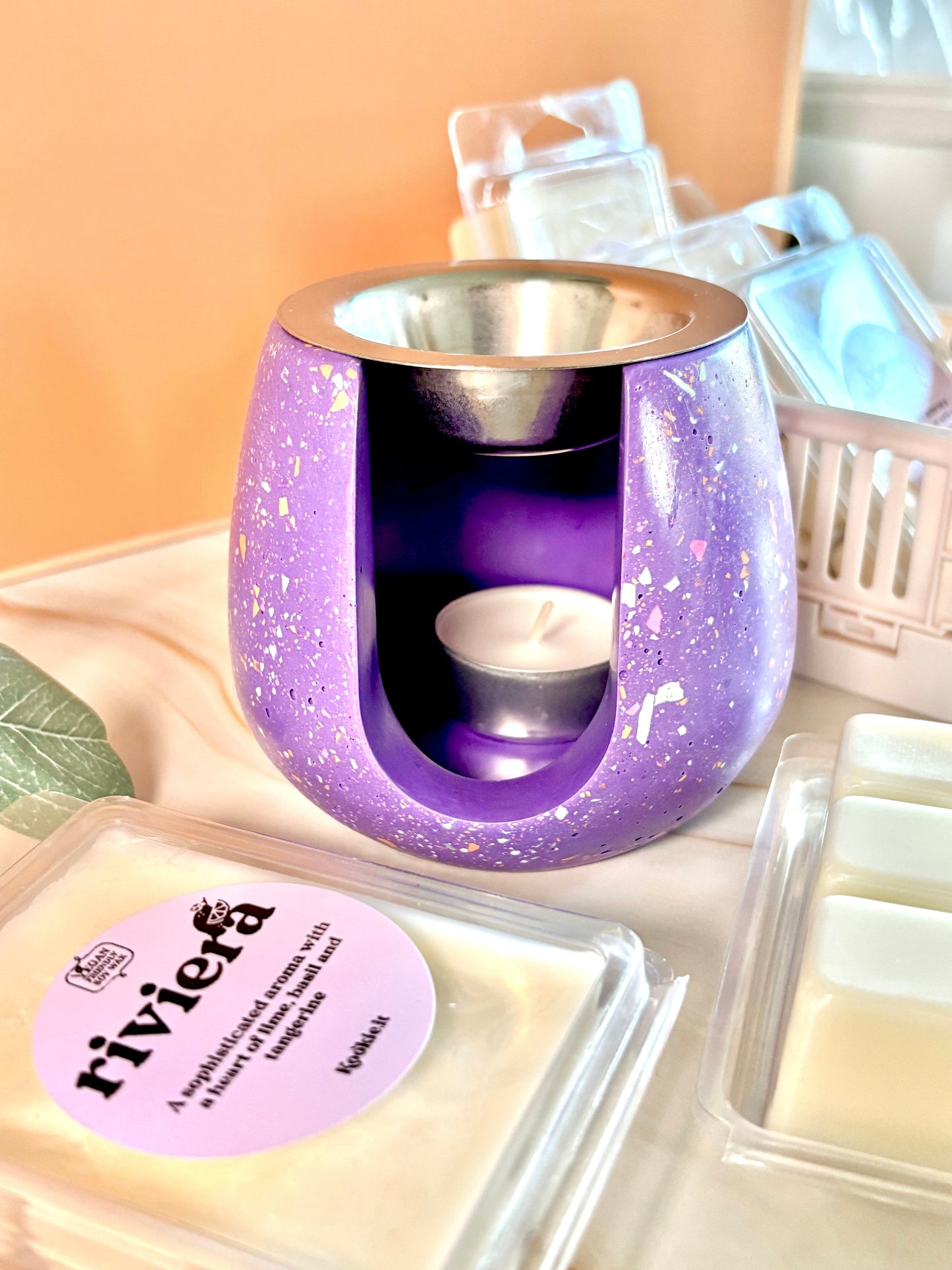 Kookie.it Brucia Essenze Violetta Pop – Handmade con piattino in acciaio
