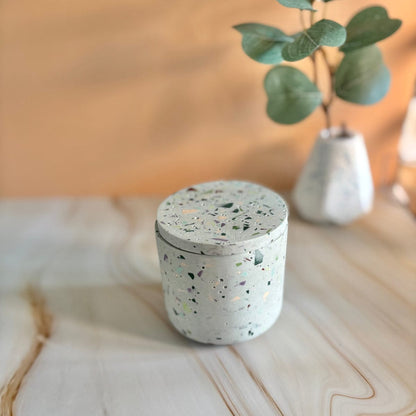 Kookie.it candela Candela artigianale con coperchio - Terrazzo Cozy - Apricot Cream