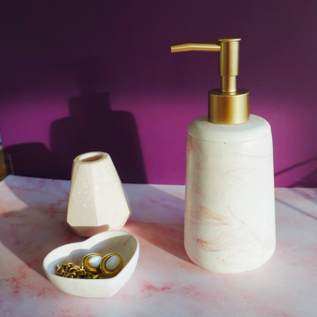 Dispenser di Sapone liquido in Eco-Resina - Color Marmo rosa – Fatto a Mano