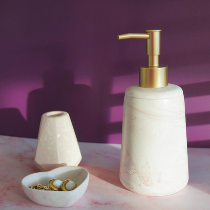 Dispenser di Sapone liquido in Eco-Resina - Color Marmo rosa – Fatto a Mano