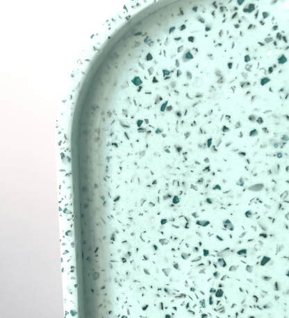 Kookie.it Svuotatasche/portasapone Ovale - Terrazzo Vetro - Verde Menta
