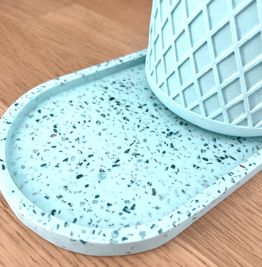 Kookie.it Svuotatasche/portasapone Ovale - Terrazzo Vetro - Verde Menta